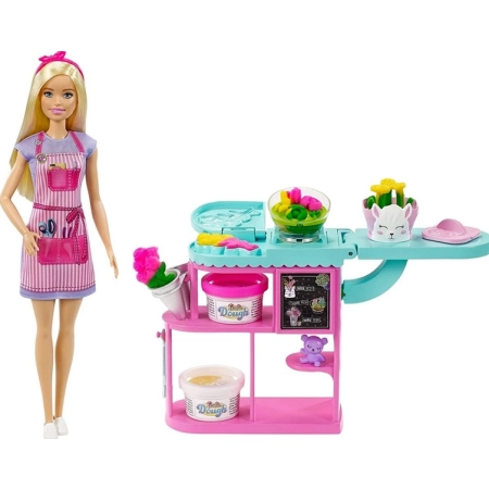 Lalka Barbie Zestaw Kwiaciarnia Ciastolina + akces
